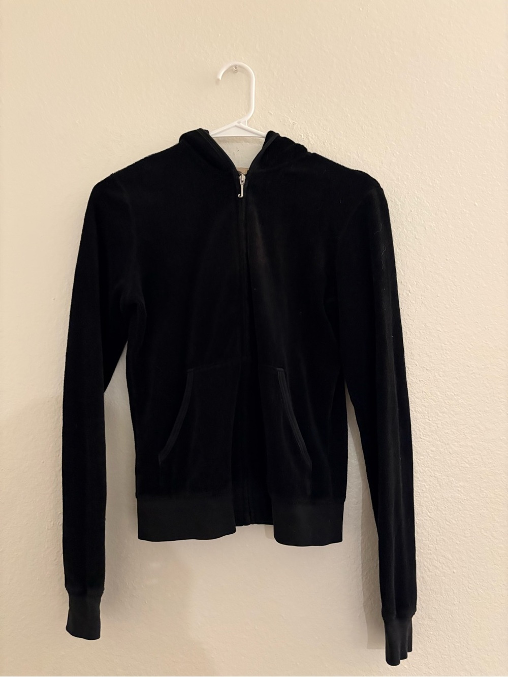 Juicy Couture Vintage Black Velour Full Zip Hoodie